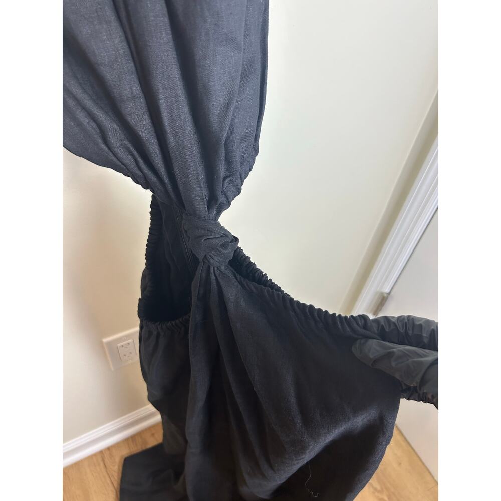NWT Faithfull The Brand Maxi Dress Size L Black El Toro Cutout Linen Knot Front - Picture 6 of 10